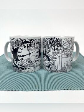 Serendipity 3 Coffee Mug NYC New York Restaurant Black White Set of 2